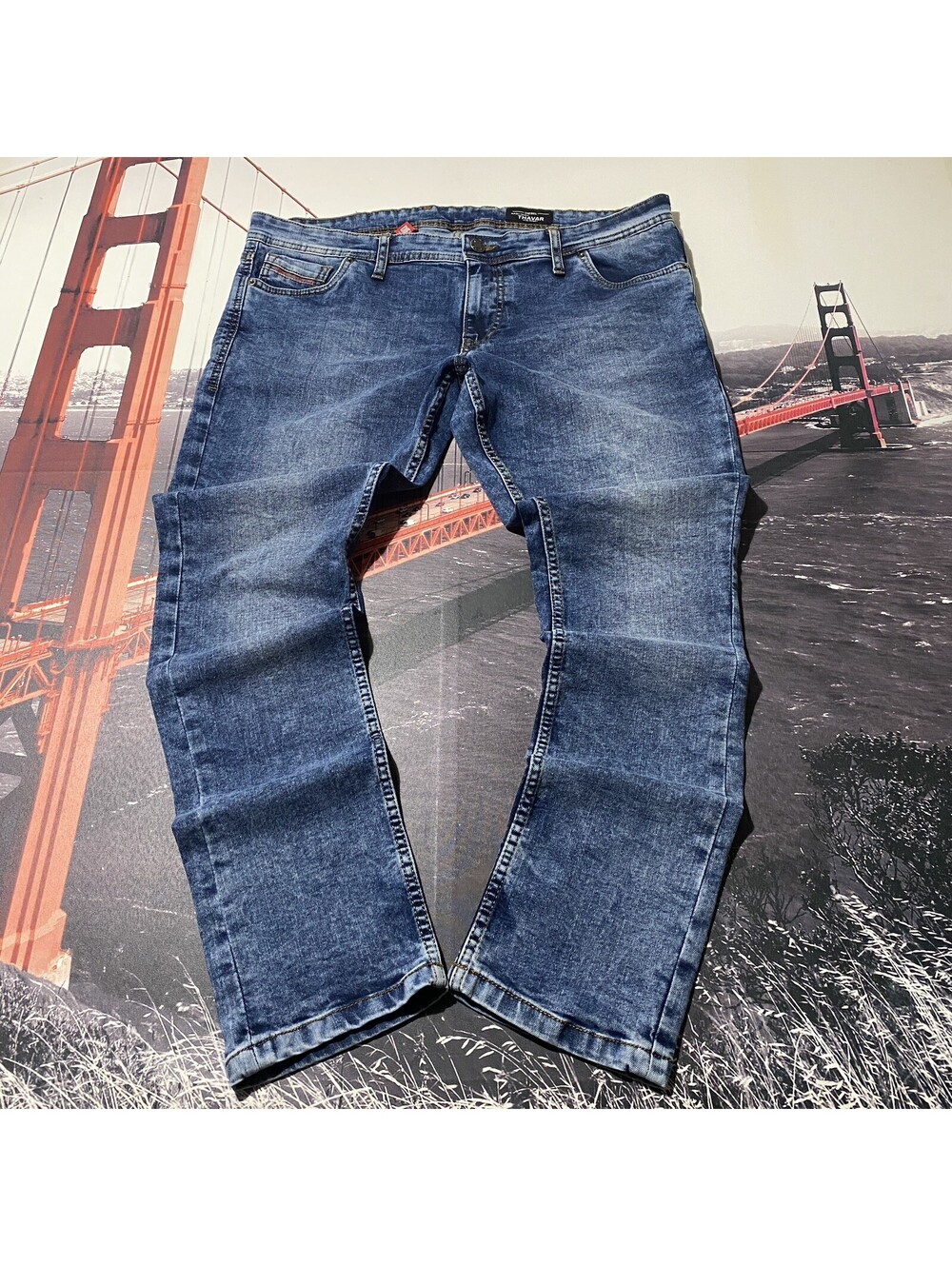 Diesel Jeans Mens 40 Fits 38x31 Thavar Slim Skinny Stretch Blue 0834C Wash ￼
